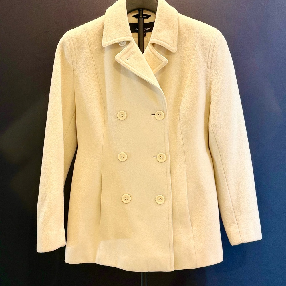 Jones New York Women's Elegant Cream Pea Coat